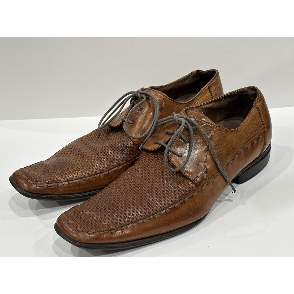 Fratelli Rossetti Men's 10M Brown Woven Leather Lace Up Dress Shoes 3001
